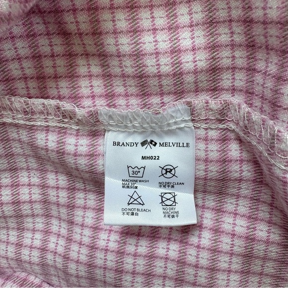 Brandy Melville High Waist Mini Pencil Skirt Pink and White Plaid - Picture 4 of 10